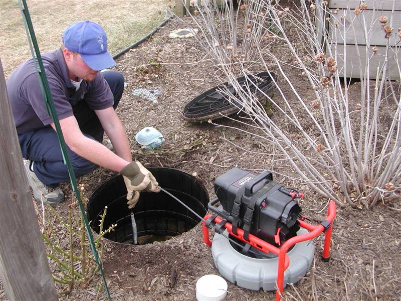 using a push camera to inspect a septic system